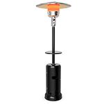 Tangkula 48000 BTU Outdoor Patio Heater, Porch Propane Heater w/Wheels, Shelf Tabletop, Auto Shut Off & Tip-Over Protection, 87-inch Floor Standing Portable Gas Heater for Outdoor Use