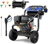 MUTAOMAY 3600 PSI Gas Powered Pressure Washer, 2.3 GPM Heavy Duty Power Washer with 212cc OHV Engine, 30 FT Hose Reel, 5 Quick-Connect Nozzles for Driveways, Patios, Cars, Home & Commercial Cleaning
