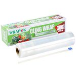 WRAPOK Catering Cling Film Dispenser and Cutter Kitchen Plastic Food Seal Wrap, Foodservice Cook’s Tools for Kitchen, 300mm x 300m