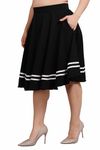 Plussclub Women's Striped Midi Skirts with Pockets Both Sides (4XL, Black)