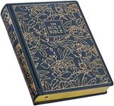 KJV Holy Bible, Large Print Note-taking Bible, Faux Leather Hardcover - King James Version, Navy w/Gold Floral