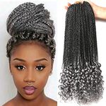 7 Packs Goddess Box Braids Crochet Hair 18 Inch Crochet Braids with Curly Ends Bohemian Crochet Hair Hair for Black Women (18 Inch 7 Packs, Tgray)