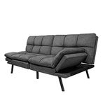 IULULU Sofa Bed, Modern Convertible Futon Sleeper Couch Daybed with Adjustable Armrests for Studio, Apartment, Office, Small Space, Compact Living Room, Dark Gray