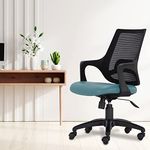 HOF® F504 Ergonomic Mid Back Office Desk Chair with Soft Seat, Mesh Back with Fixed Arm Rest, Adjustable Height, Rolling Swivel and Lumber Support - Hunter