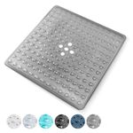 KEPLIN Premium Non-Slip Shower Mat - 200 Suction Cups, BPA, Latex Free, Mildew Resistant, Machine Washable - Safe, Durable & Comfortable for Shower Floors (Grey, Shower, 54 x 54cm)