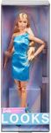 ​Barbie Looks Doll, Collectible No. 23 with Ash Blonde Hair and Modern Y2K Fashion, Metallic Blue One-Shoulder Dress with Strappy Heels, HRM15