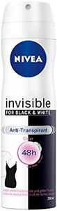 Nivea Confezione da Deo Spray per donne, anti-traspirante, senza macchie, 6 X 150 ML, Invisible For Black and White