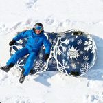 75" Large Snow Tubes Inflatable for Sledding Adults Double Rider Sleds Heavy Duty 2 Person Snow Sled Thickened Bottom Winter Gift Outdoor Sport Fun Ideal for Family Friends (Blue-Snowflake)