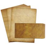 Paper Master 48 Pack Antique Stationary and Envelopes Set - 8.5inch x 11inch Double Sided Parchment Writing Old Fashioned Design & Printer Friendly Invitations, Scrapbook 8.5-x-11-Inch