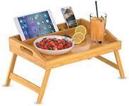 Bamboo Bed Tray, Breakfast Tray with Folding Legs Serving Tray, Portable Lap Tray, Breakfast in Bed,Reading or Working,Picnic Tray,Large Kitchen Serving Tray (Medium)