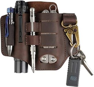 VIPERADE PJ16 Leather Sheath for Belt, Tool Leather Sheath for Knife, Knife Leather Sheath for Men, Multitool Sheath for Men, Flashlight Holster EDC Pocket Organizer with Key Holder (Brown)