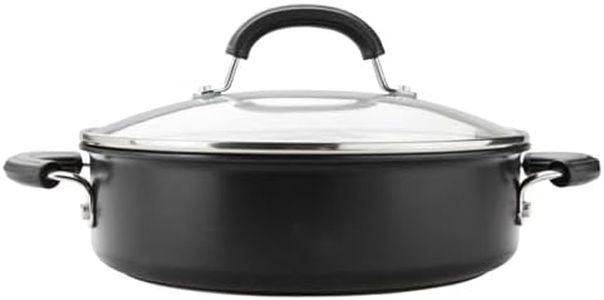 Circulon Total Non Stick Saute Pan with Lid 28cm - Induction Suitable Deep Saute Pan with Toughened Glass Lid, Durable Oven & Dishwasher Safe Cookware, Black