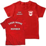 lepni.me Kids Canada Football Shirt Your Name and Number Canadian Flag Badge Personalized Jersey Custom Soccer World Cup 2022 (7-8 Years Red Multi Color)