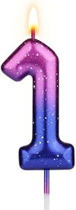 TOYMIS 2.4in Birthday Candle, Purple Blue Gradient Number Birthday Candles for Cake Number Candle Decoration for Kids Adults Birthday Party Wedding Anniversary Graduation Ceremony (1)