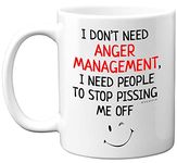 Funny Gifts for Colleagues Women Men, I Don't Need Anger Management I Need People to Stop P***ing Me Off Coffee Mug Cup, 11oz Ceramic Mugs and Dishwasher Safe, Best Friend Boyfriend Presents New Job