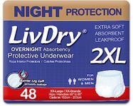 LivDry Adult Diapers, Incontinence Underwear, Overnight Max Absorbency Plus Leak Protection (XXL 48 Count)