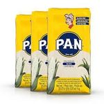 PAN White Pre-Cooked Corn flaur 1kg x 3 | Traditional Venezuelan Cornmeal | Easy to Prepare | Ideal for Latin American Cuisine | Pre-Cooked, Gluten-Free, and Perfect for Traditional Dishes