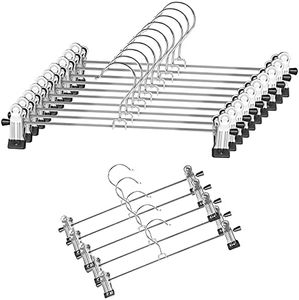 Skirt Hangers - 50 Pack Trouser Hangers with Clips NORTHERN BROTHERS Adjustable Clip Hangers Non-slip Pants Hangers for Trousers Jeans Skirt
