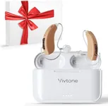 Vivtone Rechargeable Hearing Aids for Seniors Adults, Advanced Multi Channel Digital BTE Hearing Assist, with Recycle Charging Case for 125 Hrs Backup Power, Auto-On/Off, Pair, Lucid508-beige
