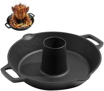 onlyfire Cast Iron Chicken Roaster, Pre-Seasoned Poultry Holder with Drip Tray for Beer Can Chicken, Turkey, Vertical Stand for Grill, BBQ and Oven