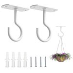 mkemka 2Pcs Ceiling Hook for Hanging Plants Wall Mount Heavy Duty Hanging Hooks with Screws for Hanging Wind Chimes Planters Outdoor Decoration Hooks (White)