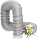 Hon&Guan 4'' Insulated Flexible Duct - 8 FT Noise Reducer Hose, Insulated Duct for Exhaust Fan Ductwork Insulation, Heating & Cooling HVAC Ventilation with 2 Clamps, Grey