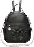 I IHAYNER Girls Mini Backpack Cute Bowknot Leather Backpack for Girls Designer Small Shoulder Bag Fashion Handbag for Women Pure Black