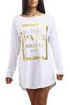 Fashion Star Women NI Paris Boutique Gold Foil Hi-Lo Hem Top NI Paris White Plus Size (UK 16/18)