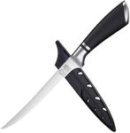 XYJ Fillet Knife Kitchen Cutlery,7 Inch Ultra Sharp Stainless Steel Salmon Fish Meat Carving Steak Knives,Professional Deboning Knife With Sheath Case