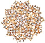 Ezing Fashion Jewelry Beautiful Gold Plated Rhinestone Crystal Brooch Pin For Woman (gold)