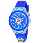 SWADESI STUFF Cute Cartoon Multi Color Lights Rubber Strap Analog Watch for Girls (Blue Dora)