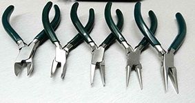 Oscar 5 Pc Jewelers Pliers Set Jewelry Making Beading Wire Wrapping Hobby 5" Plier Kit, Silver and Green