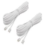 2pcs RJ11 6P2CTelephone Fax Machines Modems Straight Cable Wire Line5M / 16.4ft Long for Landline Telephone, White (5M)