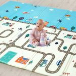 LuvLap Cityscape Double Sided Water Proof Baby Play Mat, Multicolor,Reversible Play mats for Kids, Baby Carpet,for Crawling Baby, Extra Large Size, 6'5" x 4'10" (195.5cmx147cm), 0.3" (0.8cm) Thick