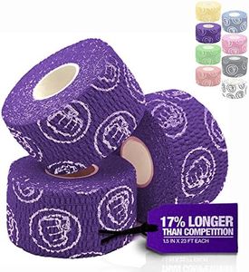 WOD Nation Weightlifting Hook Grip Tape - Bulk 3 Pack (23ft Per Roll) Comfortable & Stretchy Athletic Thumb Tape for Weight Lifting, Excercise & Cross Training - Protect Thumb, Wrist & Finger (Purple)