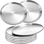 18/8 Stainless Steel Dinner Plate for Main Dishes, Grilled Meat, Dessert, Salad, and Fruit - 9 Inches (23 cm) Large Capacity (8pc, 9in)