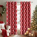 Melodieux Moroccan Fashion Thermal Insulated Room Darkening Blackout Grommet Curtains for Living Room, 42 by 84 Inch, Red (2 Panels)