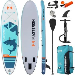 Masterish Inflatable Stand Up Paddle Board 10'8''x32''x6'' Second Generation with Full Gear Kit Unisex Adult (Blue Grey)