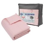 Harbour Housewares Weighted Blanket 4kg with Storage Bag – 125x150cm Pink Weight Blanket for Anxiety, Stress Relief & Deep Sleep – Soft Fabric Calming Throw with Glass Bead Filling
