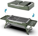 Portable Charcoal Grill, Small Foldable Grills for Travel, Camping Smoker Mini BBQ Grill, Stainless Steel Table Top Grill Charcoal for Outdoor Cooking, Camping, Backyard Barbecue