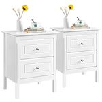 Yaheetech Bedside Tables Set of 2 PCs, White Bedside Cabinets with 2 Storage Drawers, Wooden Nightstands End Tables with Pine Wood legs for Bedroom & Living Room, Painted