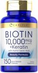 Carlyle 10000mcg Biotin 150 Capsules | Beauty Formula with Keratin Non-GMO, Gluten Free Supplement