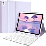 TQQ for iPad Air 11-inch (M2) 2024/ iPad Air 5th/4th Generation Case with Keyboard - Rechargeable Bluetooth Keyboard, Pencil Holder, for New iPad Air 11-inch (M2) 2024 /iPad Air 10.9 inch, Purple