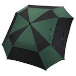 G4Free Extra Large Golf Umbrella 62 inch Vented Square Umbrella Windproof Auto Open Double Canopy Oversized Stick Umbrella (Black/Dark Green)