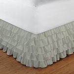 BudgetLinen (1 Multi Ruffled Bed Skirt Only,Parrot Green, Twin XL, Drop Length 12 inches 100% Egyptian Cotton Luxurious 300 Thread Count