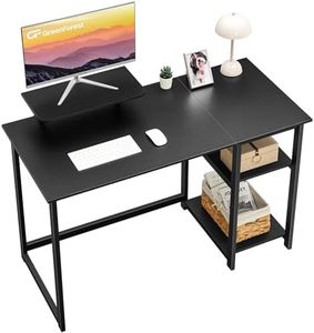 GreenForest Computer Desk with Monitor Stand and Reversible Storage Shelves, 100 cm, Small Writing Study Desk for Small Spaces, Home Office, Black