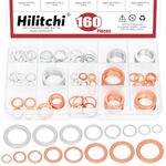 Hilitchi 160Pcs 16 Sizes Oil Drain Plug Gasket Assortment, M6 M8 M10 M12 M14 M16 M18 M20 Oil Crush Washers Sealing Washers Aluminum Copper Flat Washers for Most Automotive