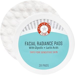 First Aid Beauty - Facial Radiance Pads with Gycloic & Lactic Acids – Daily Exfoliating Pads with AHA that Help Tone & Brighten Skin – Makeup Prep Pads - Compostable for Daily Use – 28 Pads