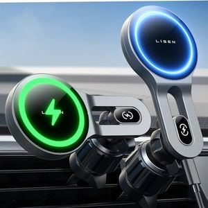 LISEN for MagSafe Car Mount Charger, 15W Wireless Charger for Car Magnetic Phone Holder Mount, Universal Phone Mount Holder for Car Vent Wireless Charger Fits iPhone 16 Pro Max 15 14 13 Magsafe Case