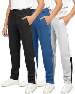 Real Essentials 3 Pack: Boys Active Tricot Sweatpants Track Pant Basketball Athletic Fashion Teen Sweat Pants Soccer Casual Girls Lounge Open Bottom Fleece Tiro Activewear Training- Set 9,L (14-16)